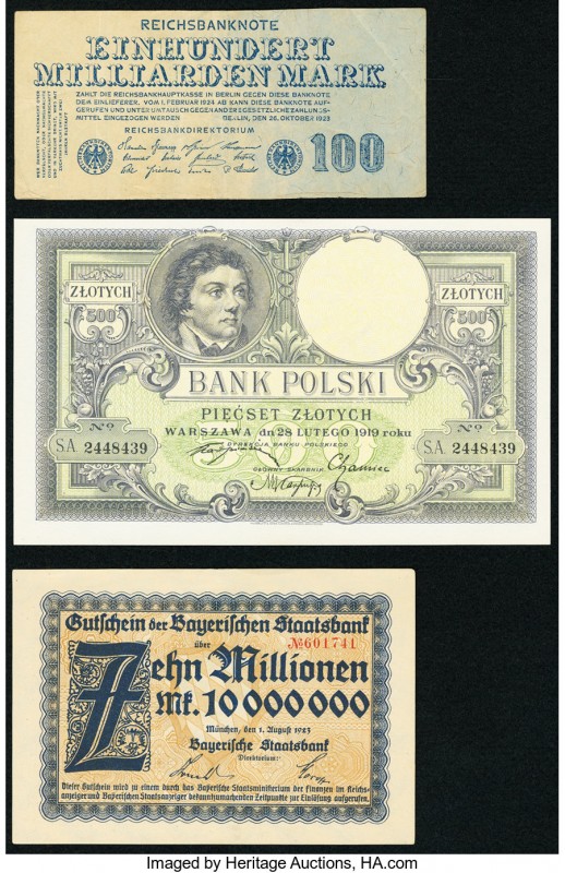 Germany Imperial Bank Note 100 Milliarden Mark 1923 Pick 126 Very Fine; Bayerisc...