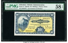 Gibraltar Government of Gibraltar 10 Shillings 1.5.1965 Pick 17 PMG Choice About Unc 58 EPQ. 

HID09801242017