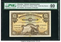 Gibraltar Government of Gibraltar 5 Pounds 1.5.1965 Pick 19a PMG Extremely Fine 40. Annotations.

HID09801242017