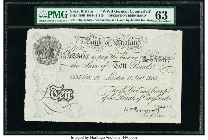 Great Britain Bank of England 10 Pounds 16.10.1935 Pick 336B "Operation Bernhard...