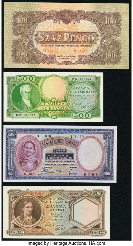 Greece Bank of Greece 500 Drachmai 1.1.1939 Pick 109a; 500 Drachmai ND (1945) Pi...