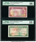 Lebanon Republique Libanaise 25; 50 Piastres 1948-50 Pick 42; 43 Two Examples PMG Gem Uncirculated 66 EPQ; About Uncirculated 53 EPQ. 

HID09801242017