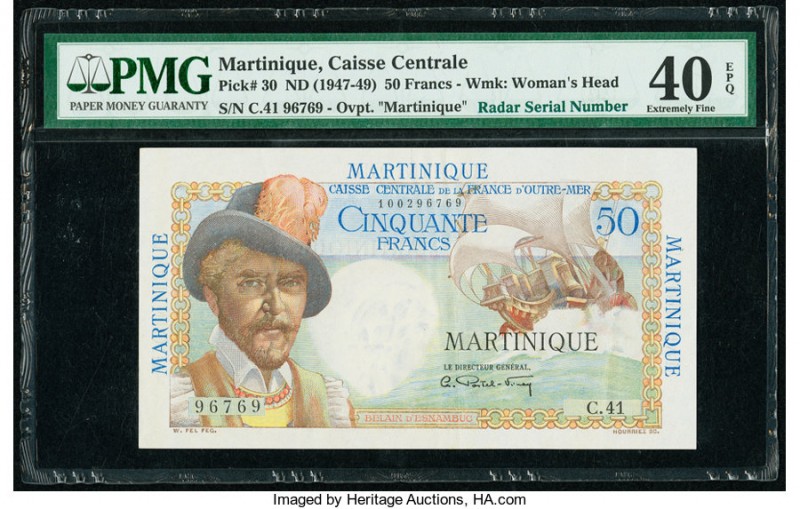 Radar Serial Number Martinique Caisse Centrale de la France d'Outre Mer 50 Franc...