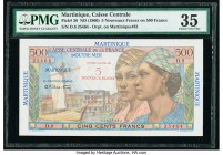 Martinique Caisse Centrale de la France d'Outre Mer 5 Nouveaux Francs on 500 Francs ND (1960) Pick 38 PMG Choice Very Fine 35. Minor repairs.

HID0980...