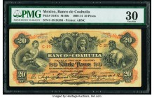 Mexico Banco De Coahuila 20 Pesos 15.9.1909 Pick S197c M169c PMG Very Fine 30. 

HID09801242017