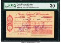 Saint Thomas and Prince Banco Nacional Ultramarino 100 Escudos 31.3.1947 Pick 35A PMG Very Fine 30. Stamp cancelled, small tear.

HID09801242017