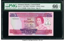 Solomon Islands Central Bank of Solomon Islands 10 Dollars ND (1984) Pick 11 PMG Gem Uncirculated 66 EPQ. 

HID09801242017