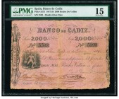 Spain Banco de Cadiz 2000 Reales de Vellon 1856 Pick S275 PMG Choice Fine 15. Repaired.

HID09801242017