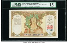 Tahiti Banque de l'Indochine 100 Francs ND (1939-65) Pick 16A PMG Choice Fine 15. Corner added.

HID09801242017