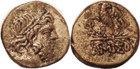 Æ20, 85-65 BC, Zeus head r/Eagle on thunderbolt, S3642, VF, obv well centered, rev sl off-ctr, golden brassy color, some lt porosity, strong detail on...