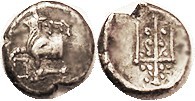 BYZANTION, Hemidrachm, 387-340 BC, Bull on dolphin l./trident; VF, a little off-...