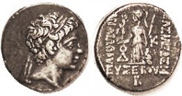 CAPPADOCIA, Ariarathes V, 163-130 BC, Drachm, Head r/ Athena stg l, Year B, S7286; VF+/AVF, sl off-ctr, strongly 2-toned with very sl surface quibbles...