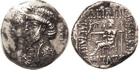 ELYMAIS, Kamnaskires III & Queen Anzaze, c. 82-80 BC, Ar Tet, Conjoined busts left, anchor behind/Zeus std l., lgnd around, S6171 (£1250); F-VF/VF, we...