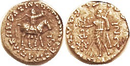 INDO- SKYTHIANS, Azes I, 57-35 BC, Ar Drachm, King on horse r/Zeus Nikephoros st...