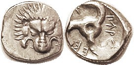 LYCIAN Dynasts, Perikle, 380-360 BC, 1/3 Stater (Tetrobol), Facg lion scalp/ tri...