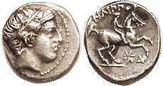 MACEDON, Philip II, 359-336 BC, 1/5 Tetradrachm, Apollo head r/Youth on horse r,...