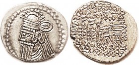 Vologases IV, 84.132; Mint State, obv perfectly centered & sharply struck on large oval flan; rev typically crude; bright lustery metal. (A GVF brough...