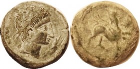 SPAIN, CASTULO, Æ26+, 120-20 BC, Diademed head r, with hand/Sphinx r, star in field; VF/AVF, slate green patina with strong whiteish hilighting, excel...