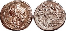 M. Cipius, 289/1. Sy.546, Roma head r/Victory in biga r, rudder below; Choice VF, nrly centered & well struck on a full flan, excellent metal with nic...