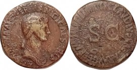 AGRIPPINA SR., Sest, Bust r/SC in lgnd, AF/VG, tan patina, lgnds mostly wk, lt to moderate roughness, portrait pretty good despite an erosion spot in ...