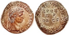 CLAUDIUS, Den, SPQR PP OB CS in wreath; EF, bronze with lt silvering on obv, more on rev; partial obv lgnd; superbly detailed portrait. I bought this ...
