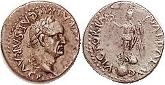 GALBA, Quinarius, VICTORIA GALBAE AVG, Victory adv l; VF, obv sl off-ctr losing some lgnd at rt, rev nrly centered, decent metal with lt tone, excelle...