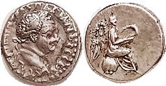 Caesarea, Hemidrachm, Nike std r on globe; VF, obv sl off-ctr losing lgnd at left; good bright metal with tone in recesses; portrait with strong detai...