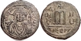 Follis, S532, Facg bust/Large M, THEUP/, ANNO II u ; VF+/VF, nrly centered, well struck, dark greenish patina with some earthen hilighting; obv partic...