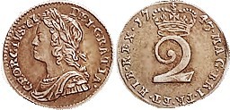 -- Ar 2 Pence, 1743/0, Choice EF, well struck on good metal with rich old tone.