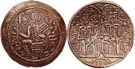 HUNGARY, Bela III, 1172-96, Æ Scyphate follis, 27 mm, Virgin facg/2 kings std facg; AEF/EF, well centered & struck, medium brown, strong details, very...