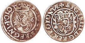 POLAND, Solidus, 1626, 16+ mm, Crowned S monogram/ shield; F & very decent, nrly...