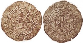 SPAIN, Enrique III, 1390-1406, Billon Blanca, Toledo, 25 mm, castle in tressure/lion rampant, F-VF, lgnds somewhat crude, lt olive-brown tone.
