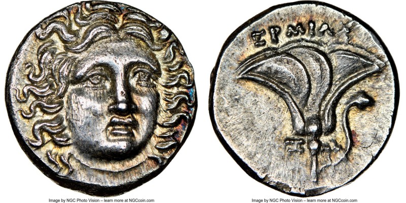 MACEDONIAN KINGDOM. Perseus (179-168 BC). AR drachm (14mm, 2.77 gm, 12h). NGC MS...