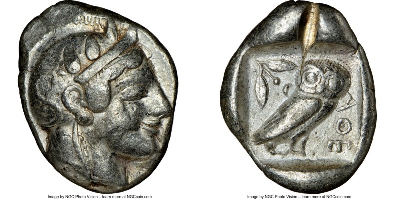 ATTICA. Athens. Ca. 465-455 BC. AR tetradrachm (27mm, 17.12 gm, 1h). NGC VF 5/5 ...