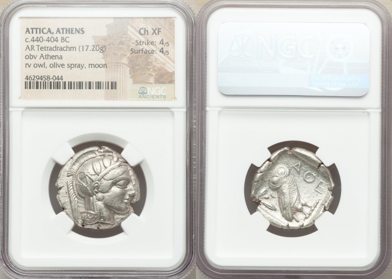 ATTICA. Athens. Ca. 440-404 BC. AR tetradrachm (25mm, 17.20 gm, 10h). NGC Choice...