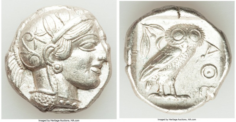 ATTICA. Athens. Ca. 440-404 BC. AR tetradrachm (24mm, 17.22 gm, 1h). AU. Mid-mas...