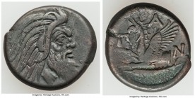 CIMMERIAN BOSPORUS. Panticapaeum. Ca. 4th century BC. AE (22mm, 7.09 gm, 10h). About XF. Head of bearded Pan right / Π-A-N, forepart of griffin left, ...