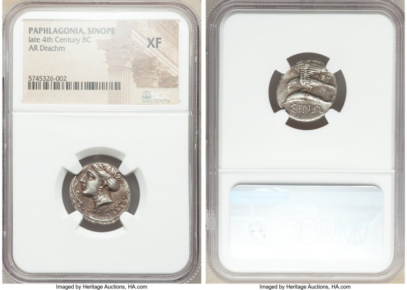 PAPHLAGONIA. Sinope. Ca. late 4th century BC. AR drachm (19mm, 6h). NGC XF. Ca. ...