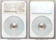 IONIA. Uncertain mint. Ca. 600-550 BC. EL 1/12 stater or hemihecte (8mm, 1.13 gm). NGC VF 5/5 - 4/5. Blank convex surface / Incuse square punch with i...