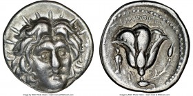 CARIAN ISLANDS. Rhodes. Ca. 250-230 BC. AR didrachm (20mm, 1h). NGC Choice VF. Timotheus, magistrate. Radiate head of Helios facing, turned slightly r...