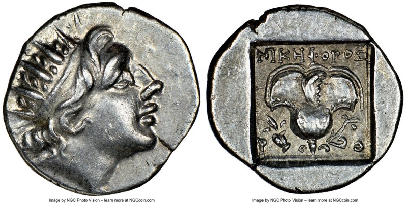 CARIAN ISLANDS. Rhodes. Ca. 88-84 BC. AR drachm (15mm, 12h). NGC Choice AU. Plin...