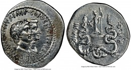 Marc Antony, as Triumvir and Imperator (44-30 BC), with Octavia. AR cistophorus (28mm, 11.92 gm, 1h). NGC XF 5/5 - 2/5. Ephesus, ca. summer-autumn 39 ...