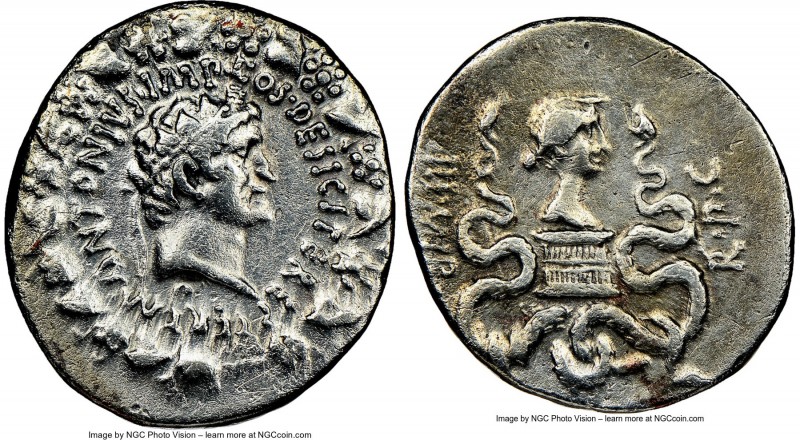 Marc Antony, as Triumvir and Imperator (44-30 BC), with Octavia. AR cistophorus ...