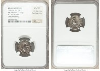 Tiberius (AD 14-37). AR denarius (18mm, 3.67 gm, 6h). NGC Choice VF 4/5 - 4/5. Lugdunum, ca. AD 18-35. TI CAESAR DIVI-AVG F AVGVSTVS, laureate head of...