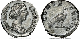 Diva Faustina Junior (AD 147-175/6). AR denarius (17mm, 3.37 gm, 12h). NGC Choice AU 5/5 - 3/5. Rome, ca. AD 176-180. DIVA FAV-STINA PIA, draped bust ...