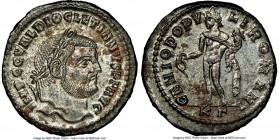 Diocletian (AD 284-305). BI follis or nummus (27mm, 10.54 gm, 1h). NGC MS 5/5 - 3/5, Silvering. Cyzicus, 3rd officina, AD 295-296. IMP C C VAL DIOCLET...