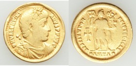 Valentinian I, Western Roman Empire (AD 364-375). AV solidus (21mm, 3.94 gm, 5h). VG, graffiti, clipped. Antioch, First Period, 4th officina, ca. 25 F...