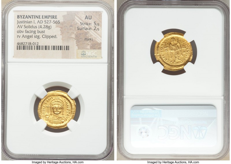 Justinian I the Great (AD 527-565). AV solidus (20mm, 4.28 gm, 5h). NGC AU 5/5 -...