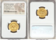 Phocas (AD 602-610). AV solidus (22mm, 4.51 gm, 7h). NGC MS 4/5 - 3/5. Constantinople, 10th officina, AD 607-609. o N FOCAS-PЄRP AVG, crowned, draped ...