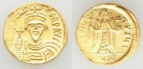 Phocas (AD 602-610). AV solidus (20mm, 4.03 gm, 7h). AU, clipped. Constantinople, 10th officina, AD 607-609. d NN FOCAS-PЄRP AVG, crowned, draped and ...